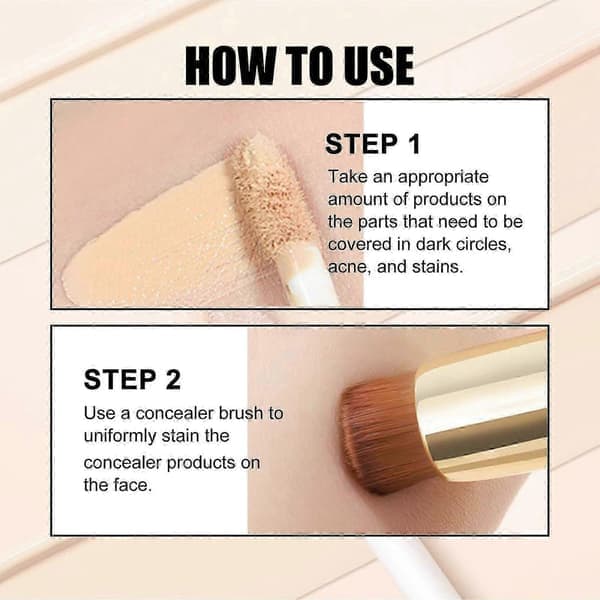 Double-Headed Concealer Stick - Brightening, Waterproof, Full Coverage for Dark Circles, Blemishes & Acne Marks with Double-Sided Sponge & Brush