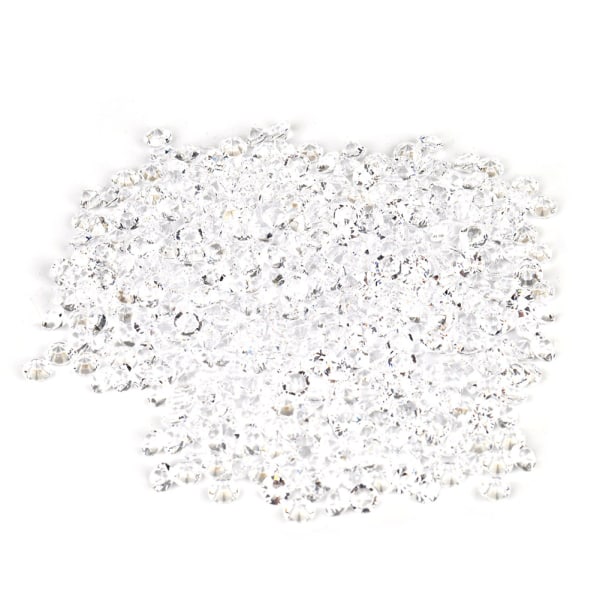 1000 st 6 mm transparent bröllopskonfettifest Plastdiamant gnistrande ädelstenar dekor (vit)