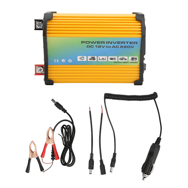 300W Modifierad Sinusvåg Inverter ABS Dubbel USB DC12V till AC110V Fordons Power Inverter för Bilar Utomhus Gul