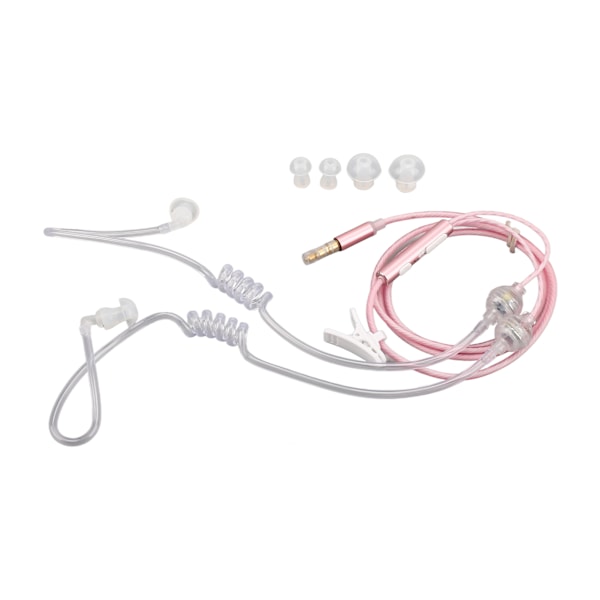 Luftslang Hörlurar Ergonomiska Strålningsfria Brusreducerande Portabla Binaurala 3.5mm Luftslang Headset för Laptop Tablet Rosa