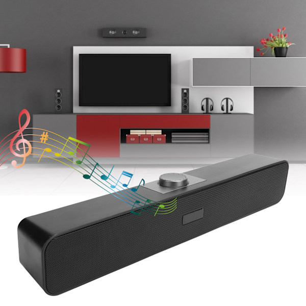 A6 Trådbunden Högtalare TV Hemmabio Stereo Bas Högtalarlåda för Bluetooth AUX Svart