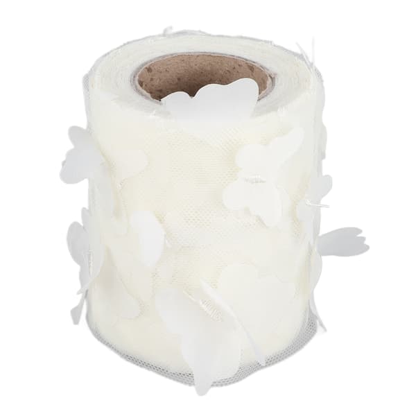 Tyllrullesøm Fargerik nettinggarnrull DIY hårtilbehør Materiale stropp Tyllrull Off White