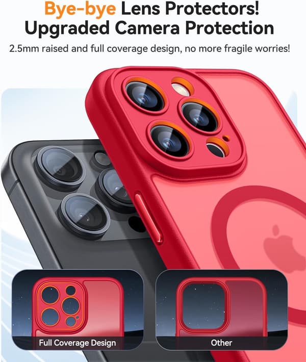 Magnetic Case for iPhone 16 Pro Max with Full Camera Protection [MagSafe Compatible] [Transparent Matte] Protective Phone Case, Hot Pink Red[TT] Red iPhone 16 Pro Max