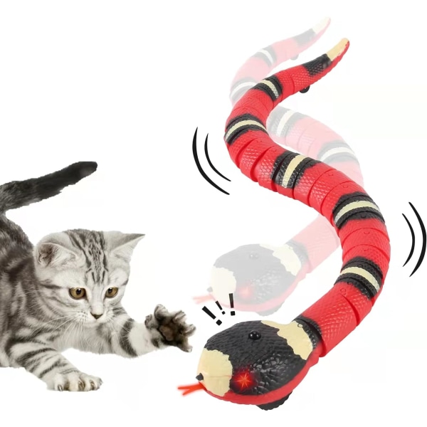 Katteleker Snake Interactive, Realistisk Simulering Smart Sensing Snake Toy, USB Oppladbar, Automatisk registrering av hindringer og rømning, Bevegelse elektrisk