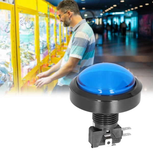 60mm Stor Konvex Knapp 2-Fots Brytare Knapp med LED-Ljus för Kranmaskin Spelkonsol Blå