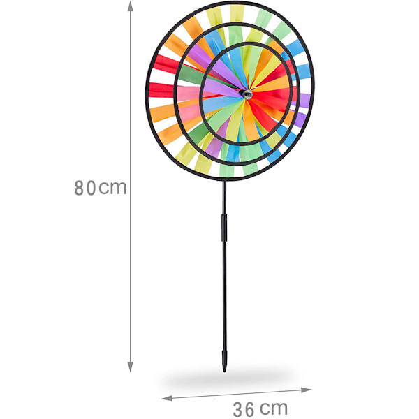 Trippel Hjul Vädermölla, Färgstark Design för Utomhusmiljö, Trädgårdsdekorationer, Enkel Installation Regnbågsfärgad Snurra för Balkong Eller Terrass, Robust