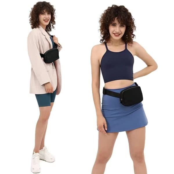 Unisex mini belt bag with adjustable strap, small waist bag for training Black[TT]