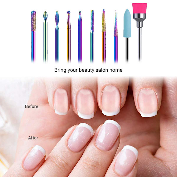 Multifunktionella Nagelborr, 10-delars Set för Omfattande Nagelbehandling, Värmebeständiga Volframstålsborr för Säker och Professionell Användning