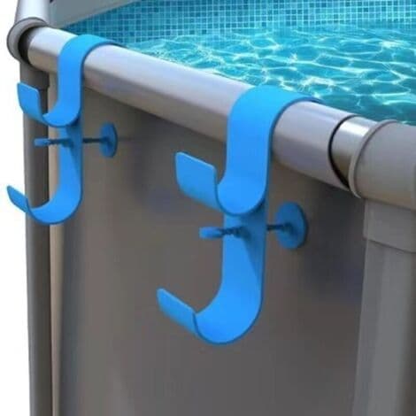 Adjustable 2-Hook Pool Pole Hanger for Above Ground Pool Accessories, Skimmer Holder and Maintenance Cleaning Tools
