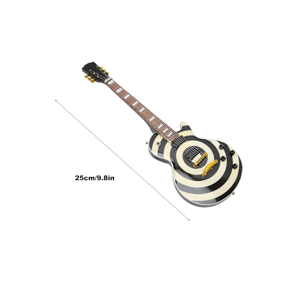 Miniature Guitar Model Simulation Innovativ Sort Hvid Cirkel Træ Miniature Elektrisk Guitar til Samling Gave 9.8in