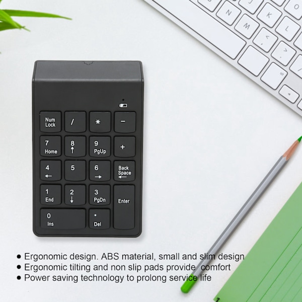 Numeriskt tangentbord Mini Trådlöst 18 tangenter 2.4GHz Stabil Anslutning Ergonomisk Design Laptop Numpad Numerisk knappsats