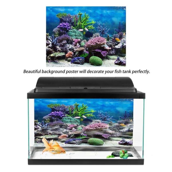 PVC selvklebende undervanns koraller akvarium fisketank Bakgrunnsplakat Bakgrunnsdekorasjonspapir (61*30 cm)
