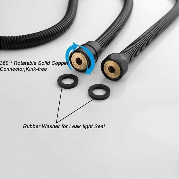 Bruseslange i rustfrit stål, knækfri, eksplosionssikker, med messingfittings. Mat sort-FX-