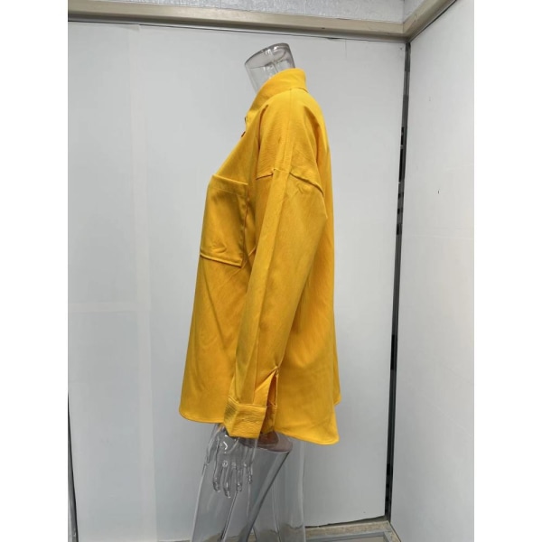 1 stk-casual langærmet skjorte-gul-L yellow L