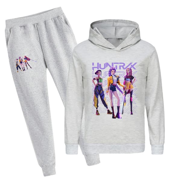 Kpop Demon Hunters sweatshirt og bukser sæt til børn grå 150cm[TT] 150cm grey