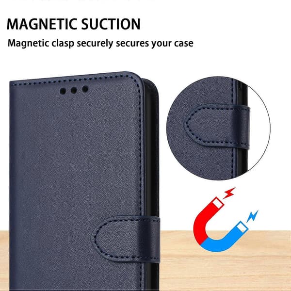 Til Samsung Galaxy A17 5G Etui Stativ Pung Læder Telefoncover med Rem Blå[TT]