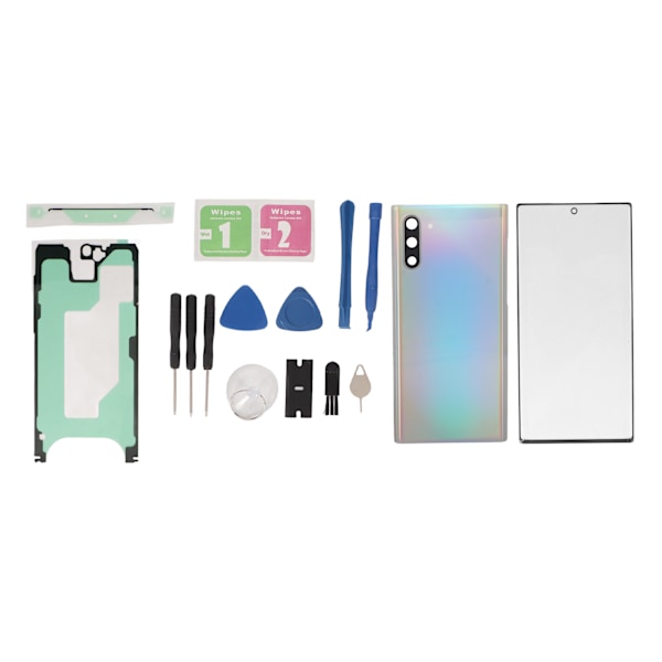 Ersättningsbaksida Glas Skärm Fram Glas Reparationskit för Samsung Galaxy Note 10 Färgglada