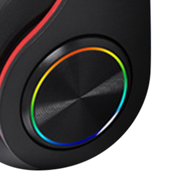 Bluetooth-headset med RGB-ljus, djup bas, brusreducering, bekvämt, vattentätt, hopfällbart trådlöst gamingheadset, svart röd