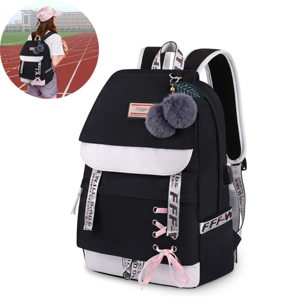 Skolerygsæk pige skoletaske drenge skoletaske med ergonomisk design rygsæk campus rygsæk nylon