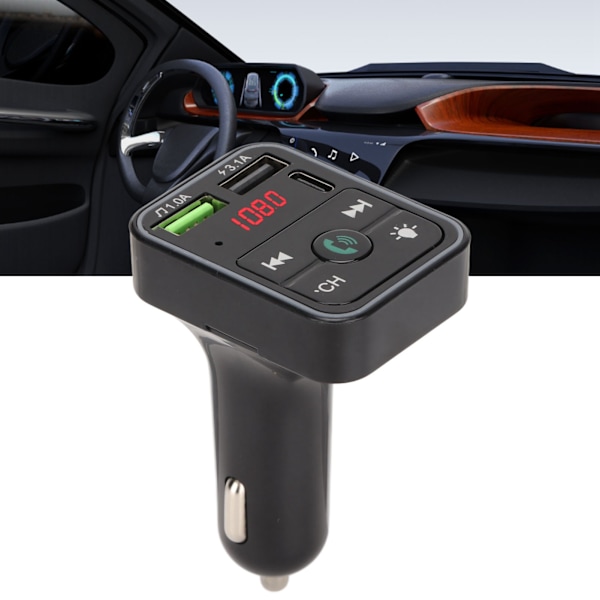 Bluetooth 5.0 FM-sändare Handsfree Samtal USB 2.0 Musikspelare Bilradio Bluetooth Adapter med LED-display för Bilar