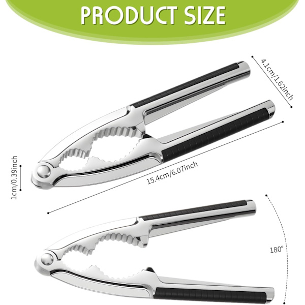 2-piece Walnut Cracker Tool Set, Walnut Crusher, Metal Nutcracker, Nut Shell Breaker, Kitchen Utensil with Non-slip Handle