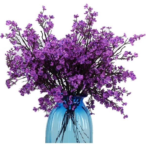 Pust Stoff Klut Kunstige blomster 6 Bunt Europeiske falske silkeplanter Dekor Bryllupsfest Dekorasjonsbuketter Real Touch DIY Hjemmehage (Høst) Purple-6pcs