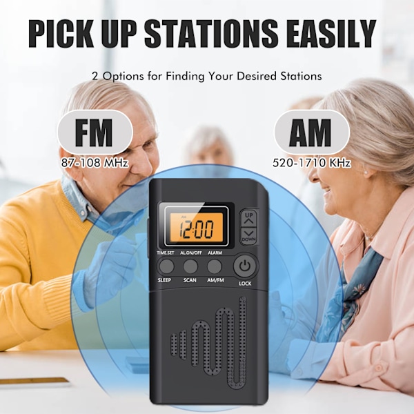 Bärbar Digital Radio, Högkänslig Stabil Låg Strömförbrukning Batteridriven Bärbar AM FM-Radio
