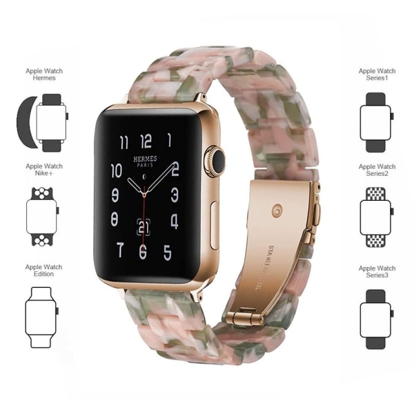 Kompatibel med Apple Watch Strap 38-40 mm / 42-44 mm Series 5/4/3/2/1, slankt resin-armbåndsudskiftningstilbehør til urbånd 38-40mm Pink green