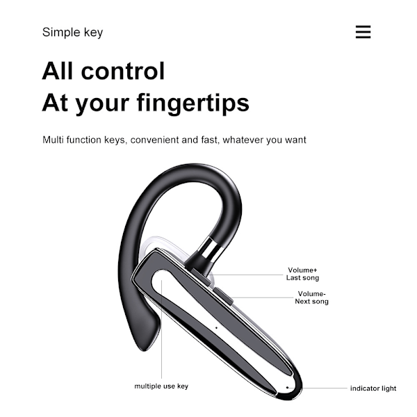 Bluetooth-headset med mikrofon, trådlöst handsfree-headset, in-ear för mobiltelefon med LED-laddningsbox, IPX7 vattentät, CVC8.0 mikrofon