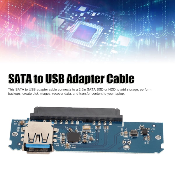 USB 3.0 till SATA Hårddiskadapter 6Gbps Plug and Play LED-indikator SATA till USB Adapterkabel för 2.5in HDD SSD