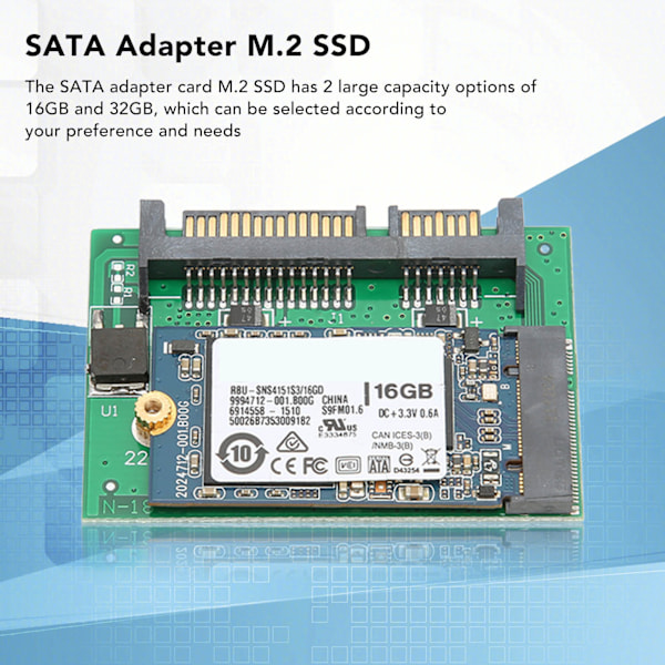 SATA Adapter M.2 SSD 2 i 1 Stor Kapacitet Stabil Pålitlig Portabel Plug and Play Datortillbehör 16GB