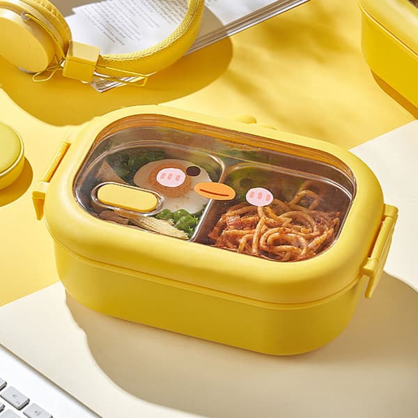 Bento matboks liten gul and termisk matbeholder i rustfritt stål for kontoret
