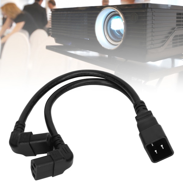 IEC320 C20 till Dubbel C13 Kabel 1 in 2 Ut Dubbel Rätvinklig Y Splitter Strömkabel för Skrivbordslampa Skrivare 12.6in
