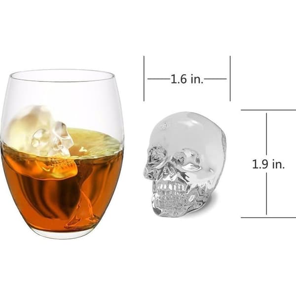 Dødningehoved isterningform, 2 stk. isterningbakke, super fleksibel silikone isterningbakke, 3D dødningehoved isterningform til whisky, cocktails og