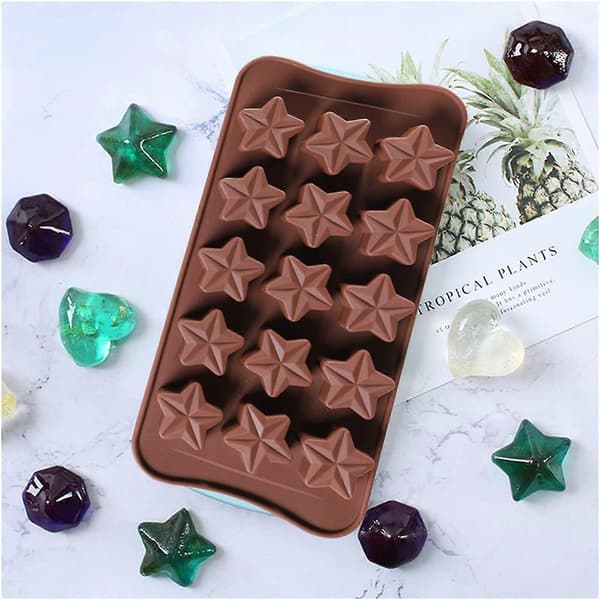 2 stk. stjernechokoladeforme silikone 15 hulrum søde forme stjerne voks smelter forme valentinsdag slikforme mini stjerneforme non-stick vingummi isforme