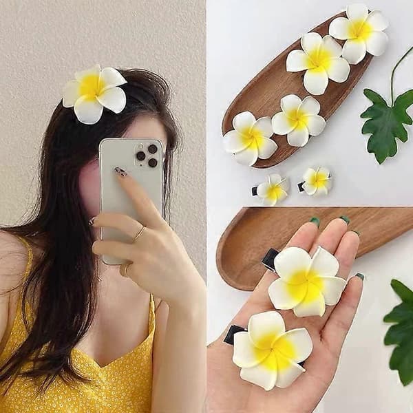 12 stk Plumeria Hårspenner Boho Hawaiisk Skum Blomst Hårtilbehør til Strandbryllupsfest[TT]