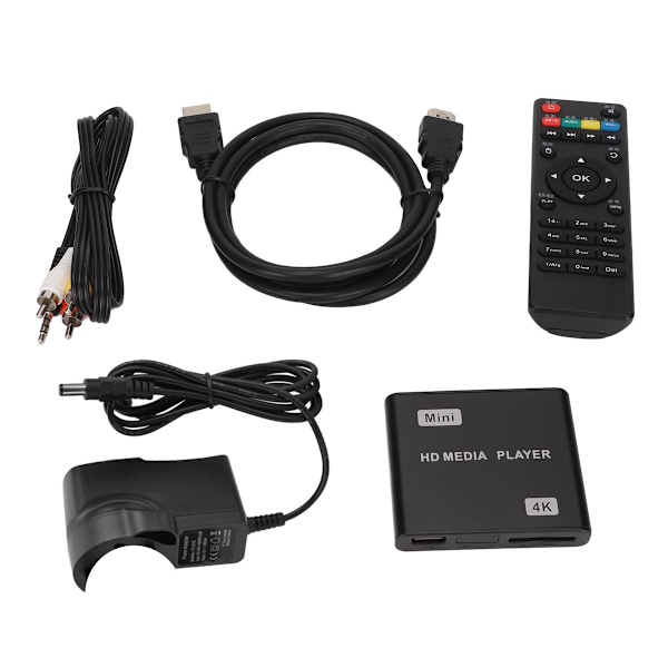 4K HD Mediaspelare Mini Streaming Mediaspelare med Fjärrkontroll och LED-Indikator