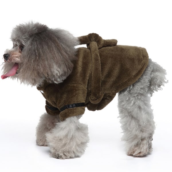 Valp badrock Hund torkhandduk badrock med huva och bälte, lätt att bära