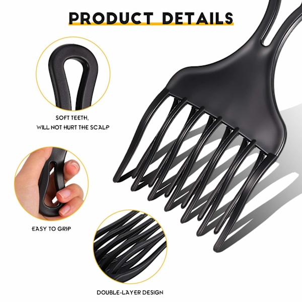 Pålitliga ABS-plastkammar, Dubbel Näve-design för styling av lockigt hår, Moderiktig design med bredtandade piggar, Red ut perukflätor