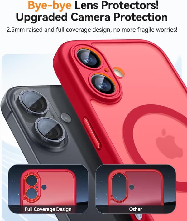 Magnetic Case for iPhone 16 Pro Max with Full Camera Protection [MagSafe Compatible] [Transparent Matte] Protective Phone Case, Hot Pink Red[TT] Red iPhone 16