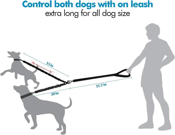 Double Leash for 2 Dogs Triumph, Dog Leash, Reflective, Training & Exercise, 360º Tangle-Free