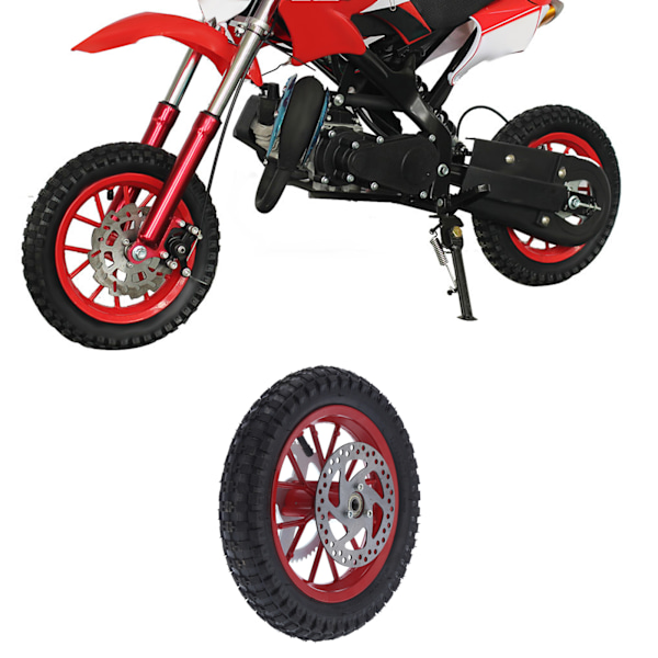 12,5x2,75 tommers Mini Sykkel Bakhjul AntiSkid Gummi Stål Legering for 47cc 49cc 2 Slag Off-road Motorsykkel (Rød)