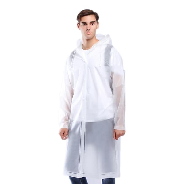 Regnjacka med huva - Transparent återanvändbar regnrock 300 2-Pack