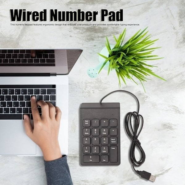 Trådbunden Numrerisk Tangentbord 18 Tangenter Ergonomisk USB Plug and Play Tyst Skrivande Mini Numerisk Tangentbord för PC Laptop Skrivbord 1 Styck