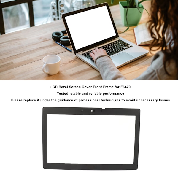 Laptop LCD Frontram för Dell E6420, Exakta Utskärningar, Perfekt Passform, Ersättningsfrontram för Laptop