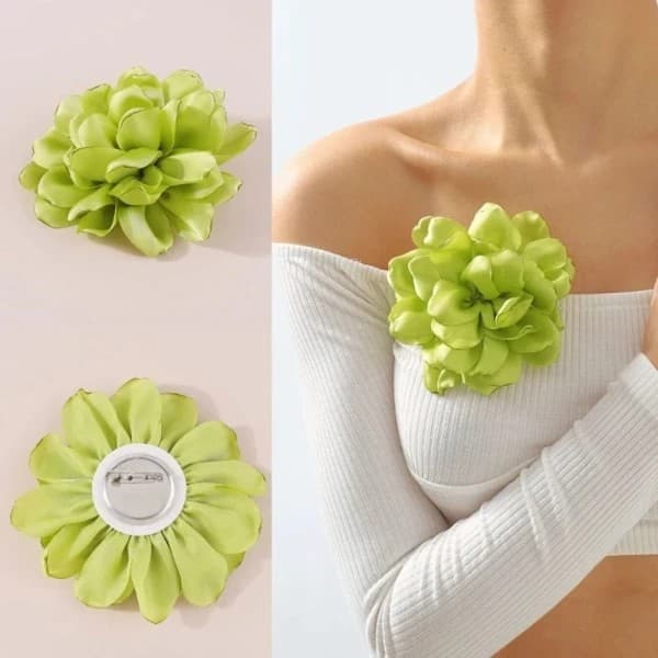 Romantisk Rose Broche Stof Rose Blomst Pin-up Broche SORT sort
