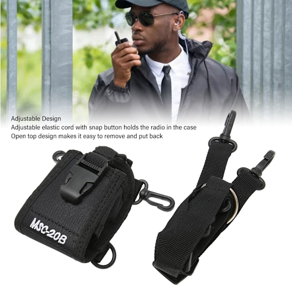 Walkie Talkie Hållare Lättvikt Bärbar Universal Nylon Radiofodral Väska för 2-vägsradio MSC 20B