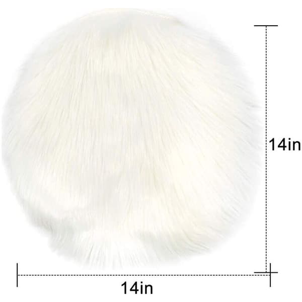 Rund sittdyna i premium fårskinnsimitation för sovrum, 14\" x 14\", vit