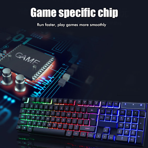 USB Gaming Tangentbord och USB Mus Combo LED Bakgrundsbelyst Tangentbord Robust Hållbart Färgglatt Lysande Gaming Mus Datortillbehör
