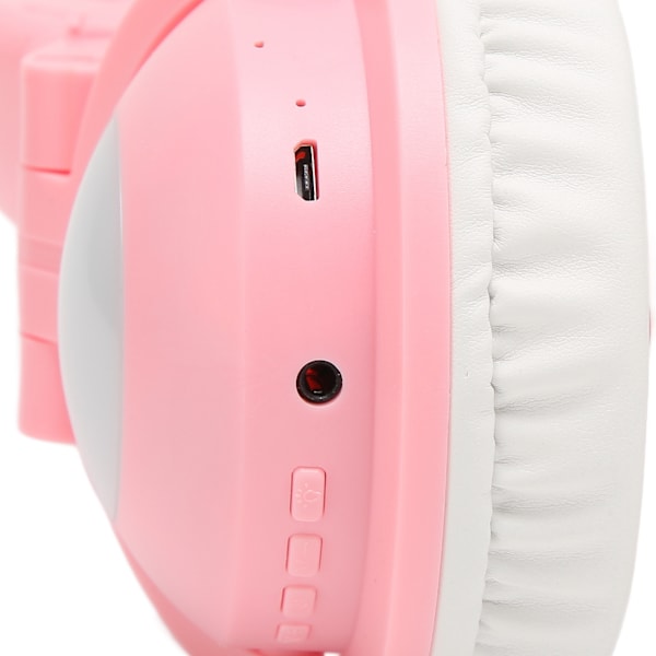Bluetooth-hörlurar med kattöron Stereo Söta Hög Känslighet Inbyggd Mikrofon Justerbara LED Barnhörlurar med 3,5 mm Kabel Rosa